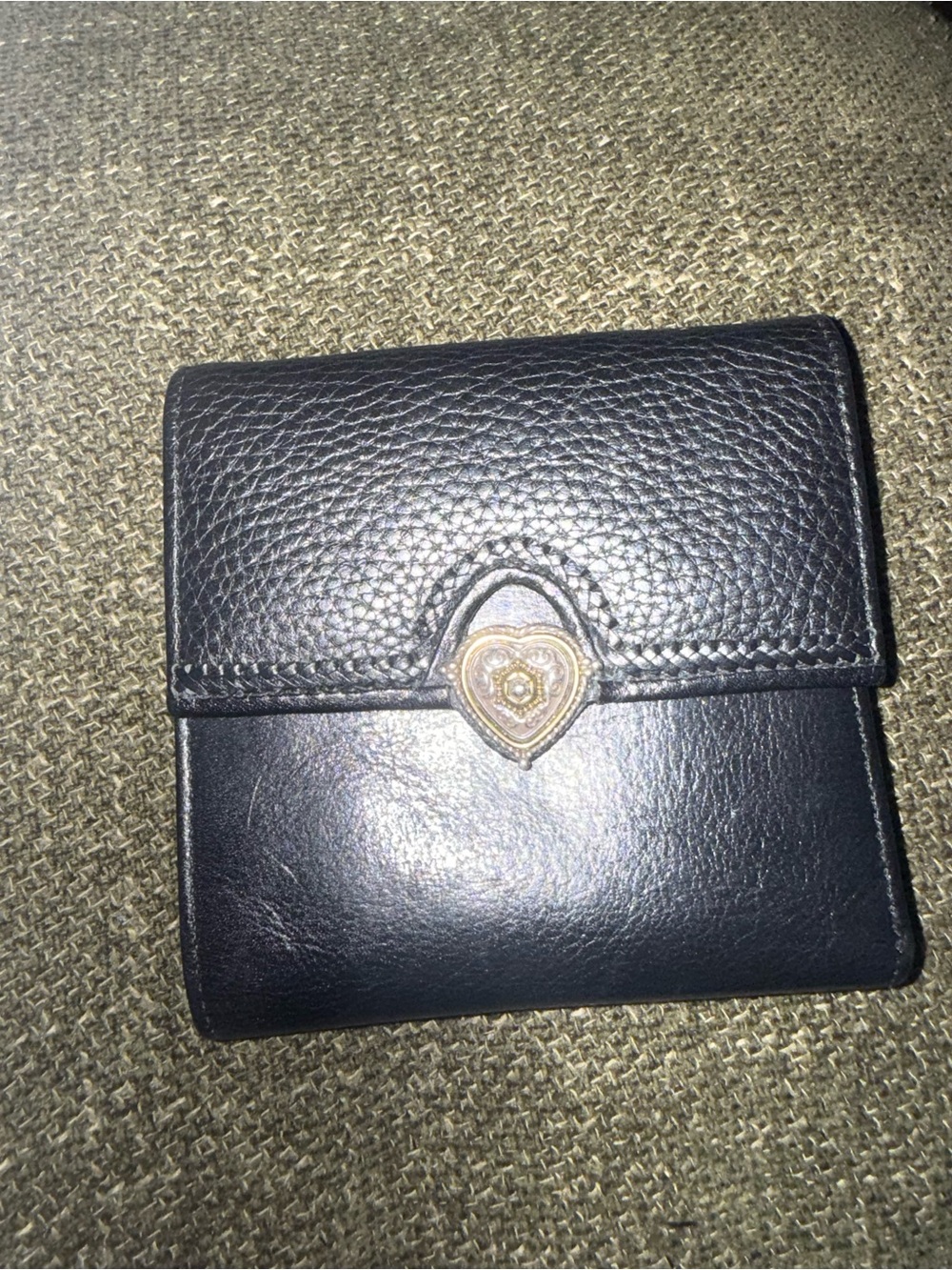 Brighton Black Leather Wallet with Gold Heart Accent